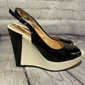 Sesto Meucci Size 5.5 slingback peep toe platform heels